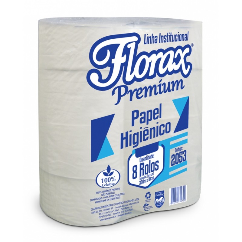 ROLÃO PAPEL HIG. FLORAX 300M C/8 PREMIUM