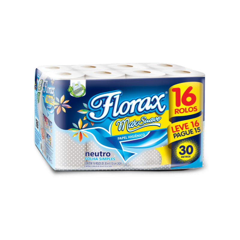 PAPEL HIG. FLORAX SUAVE 04X16X30 NEUTRO - FARDO